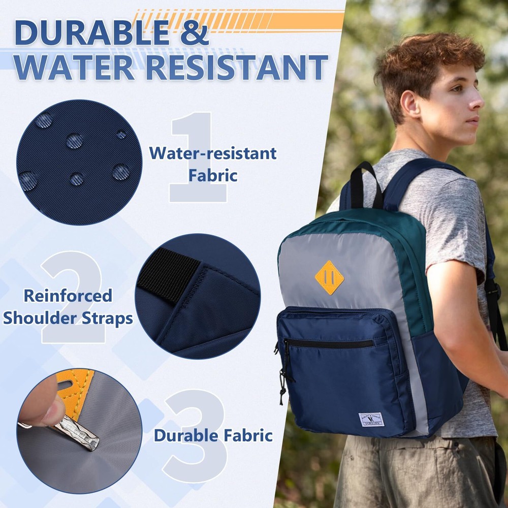 School Backpack for Men WomenLightweight Classic Basic Bookbag Simple Kids Bl...