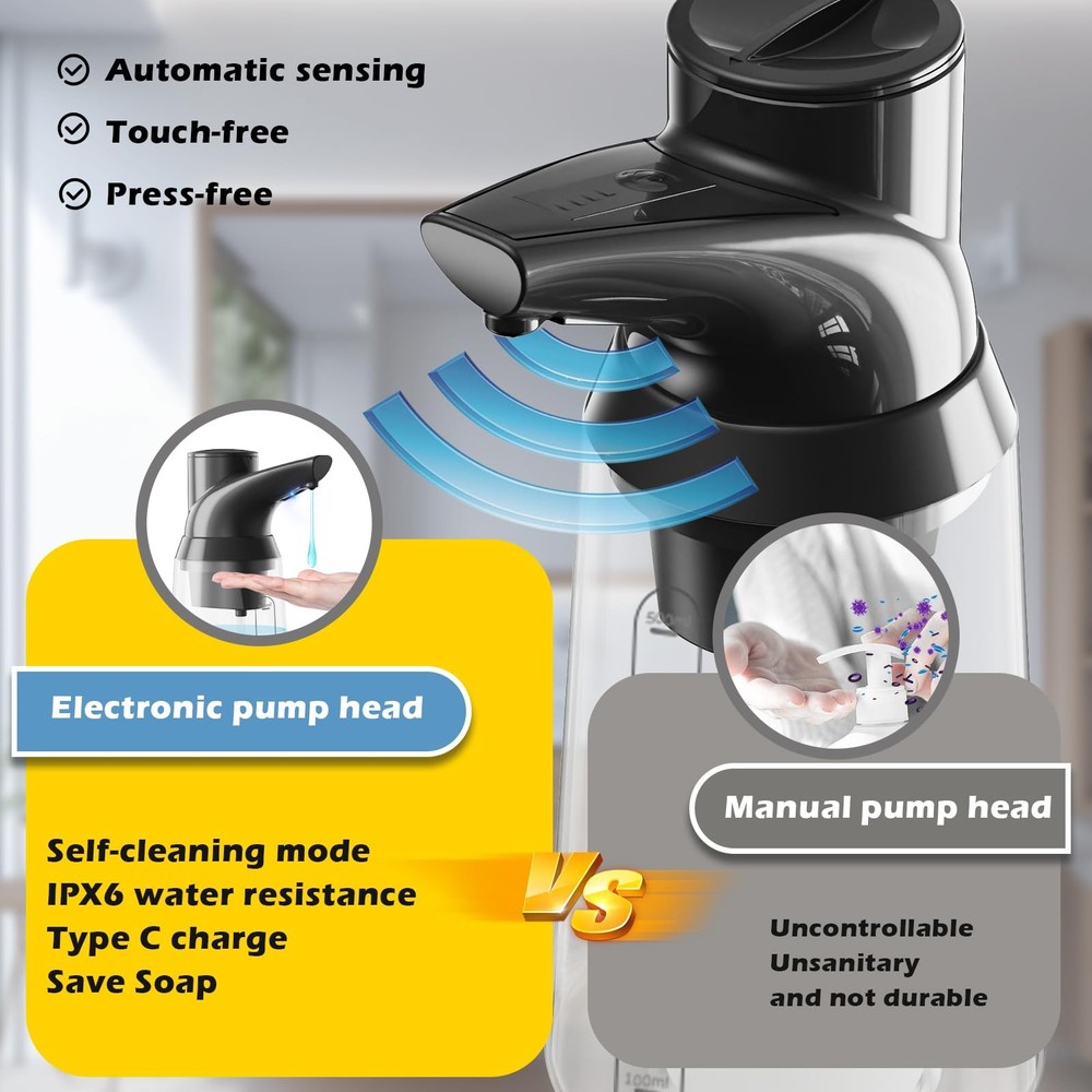 Summon The Elves Automatic Liquid Soap Dispenser, 4-Level Adjustable Touchles...