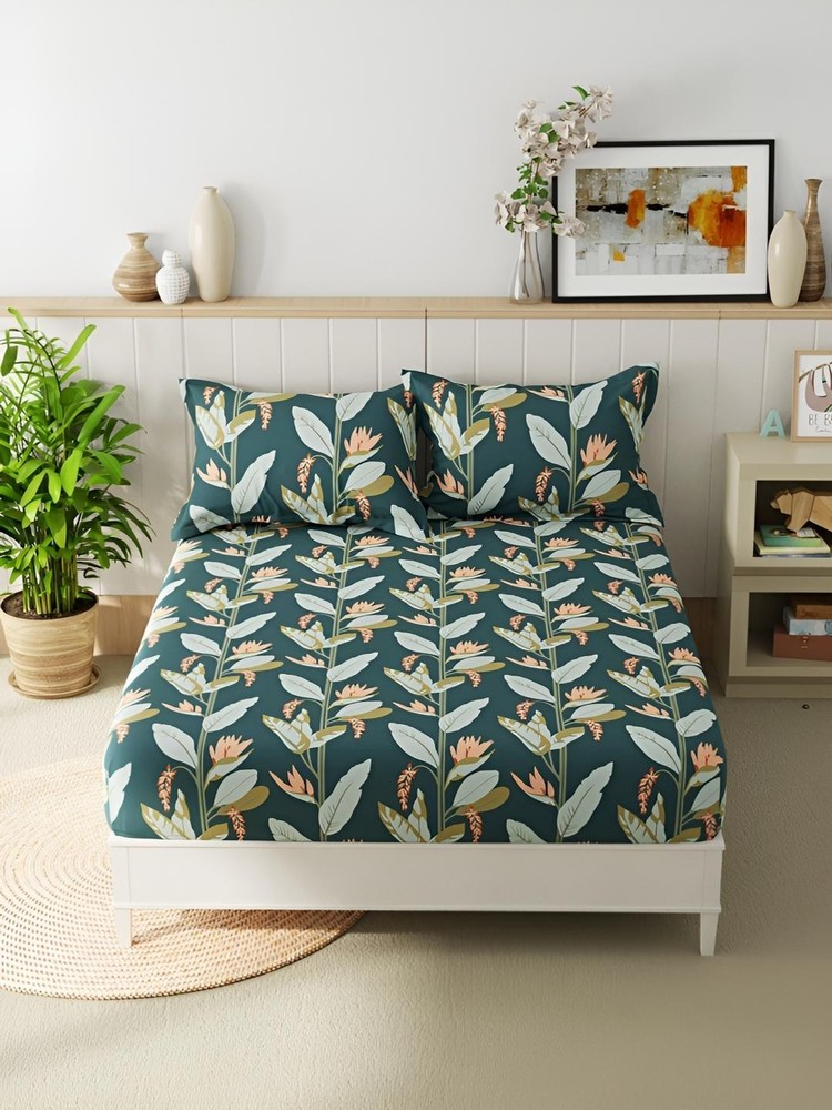 Elastic Fitted Double Bed Bedsheet with 2 Pillow Covers code 23