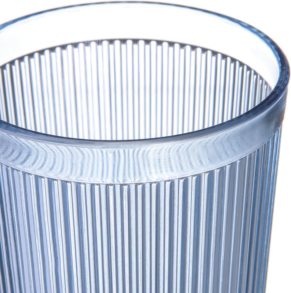 Blue Plastic Tumbler 21.5oz Stackable Ribbed Textured Dishwasher Safe