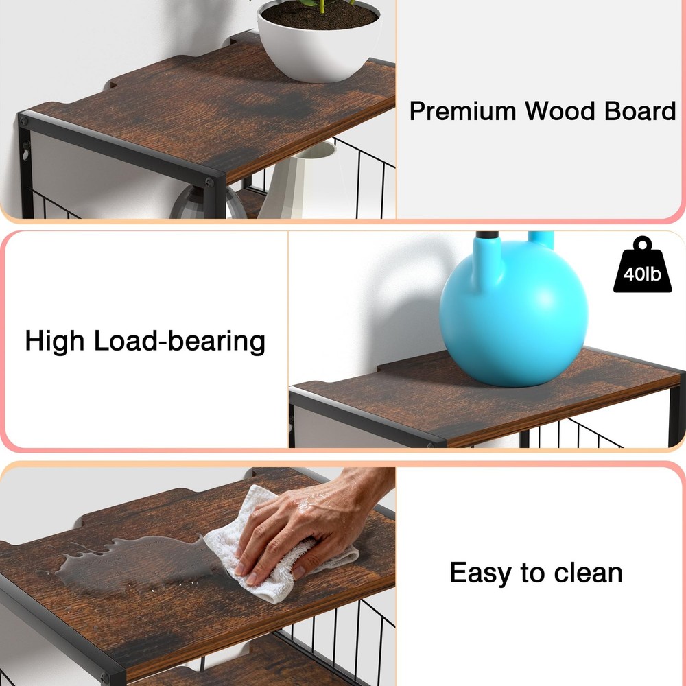 Floating Nightstand, Wood Floating Bedside Table with Cable Hole, Wall Mounte...