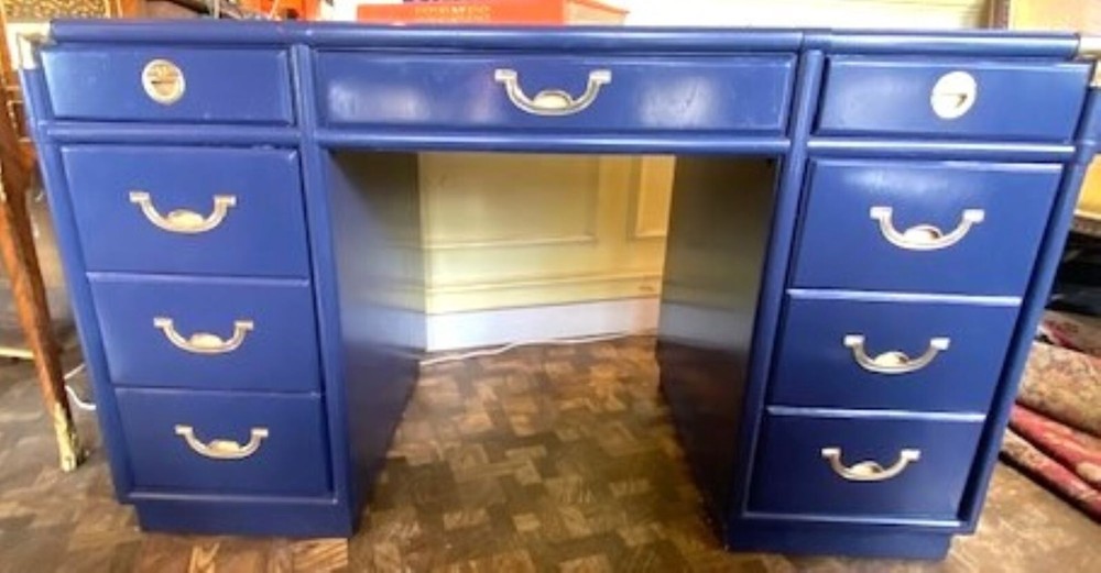 Vintage Custom  Lacquered Campaign Partners Desk Drexel