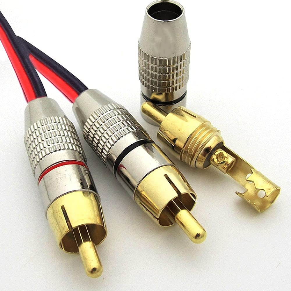 Speaker Cable Bare Wire to RCA Plug Adapter,2PCS RCA Male Plug Connector Adapter