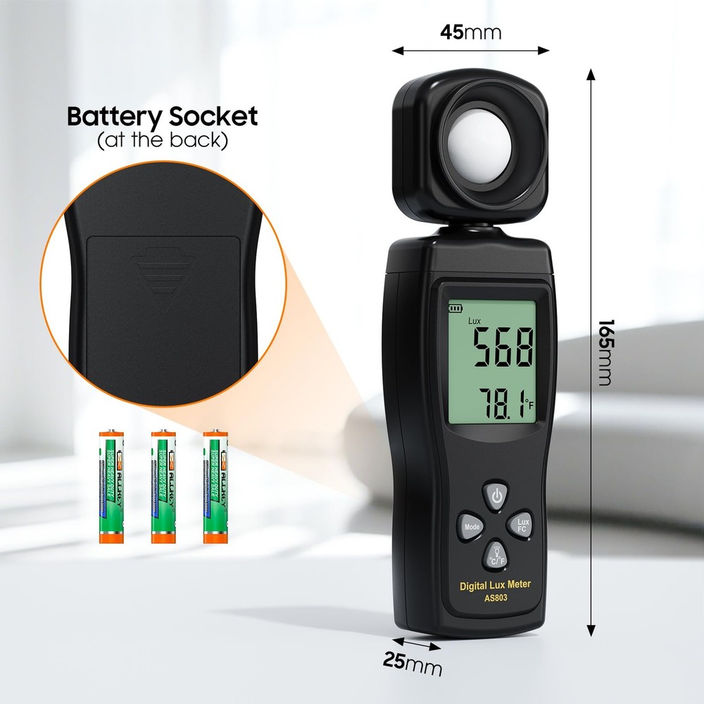 Digital Illuminance Lux Meter 0~200000 Lux Range with 180º Rotating Sensor Li...