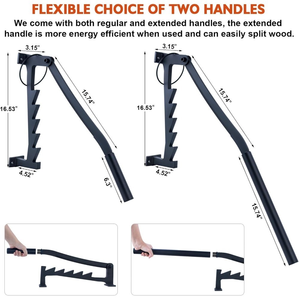 Manual Kindling Splitter Wall Mounted with Extended Handle for Soft Wood