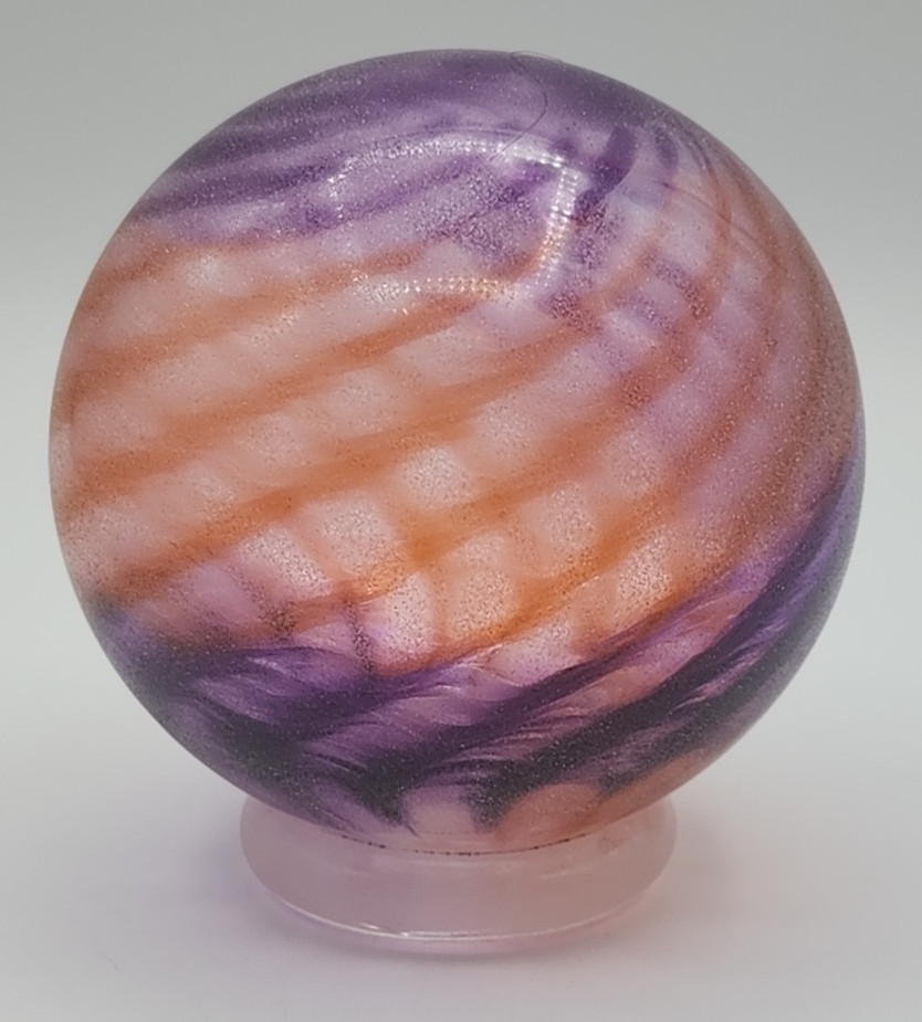 Pink Purple Swirl Float with Stand Roughly 4" Diameter