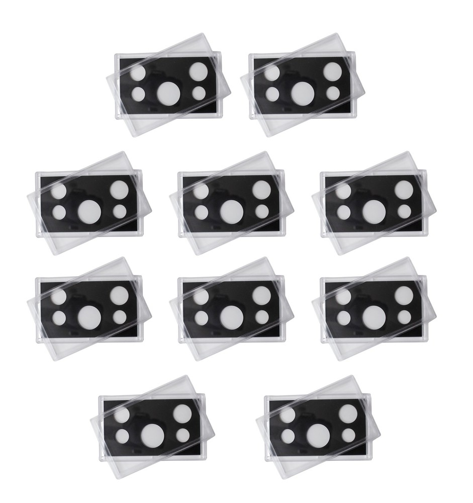 Empty Plastic Lens with Black Insert Holds 5 Coins, 10 Pack
