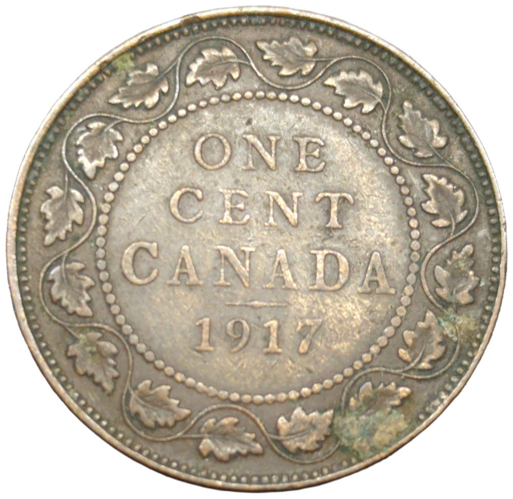 Canada 1917 large cent copper coin