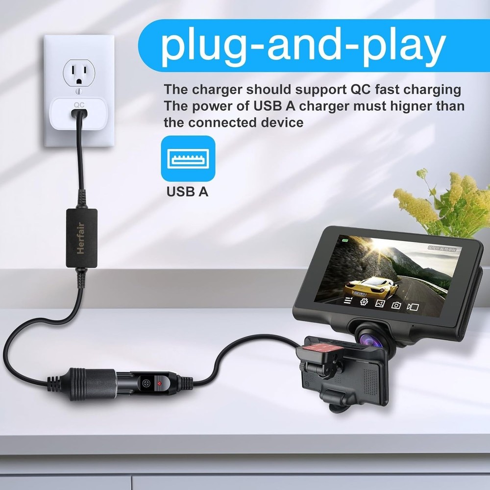 Durable USB A to 12V Lighter Socket Adapter - Fast Charging for Car Electronics