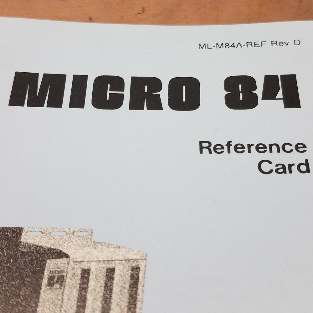 Gould ML-M84A-REF Rev. D Micro 84 Reference Card - USED