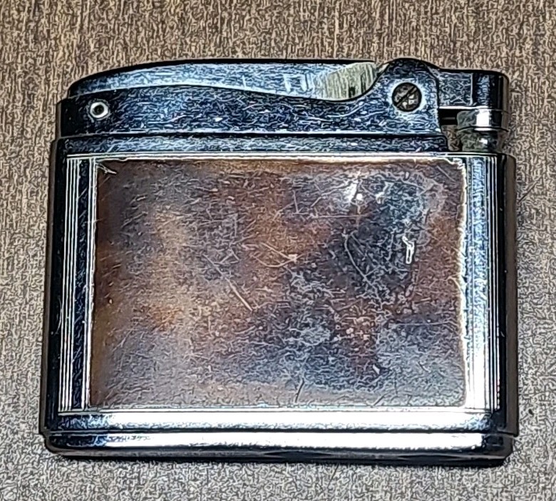 Vintage Working Ronson ADONIS Silver Tone Tortoise Shell Lighter