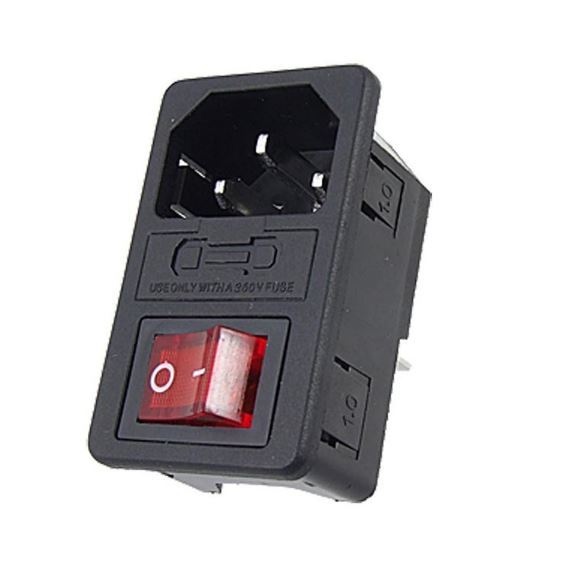 Inlet Panel mount Power Socket with Fuse Switch 10A 250V + connector Terminals