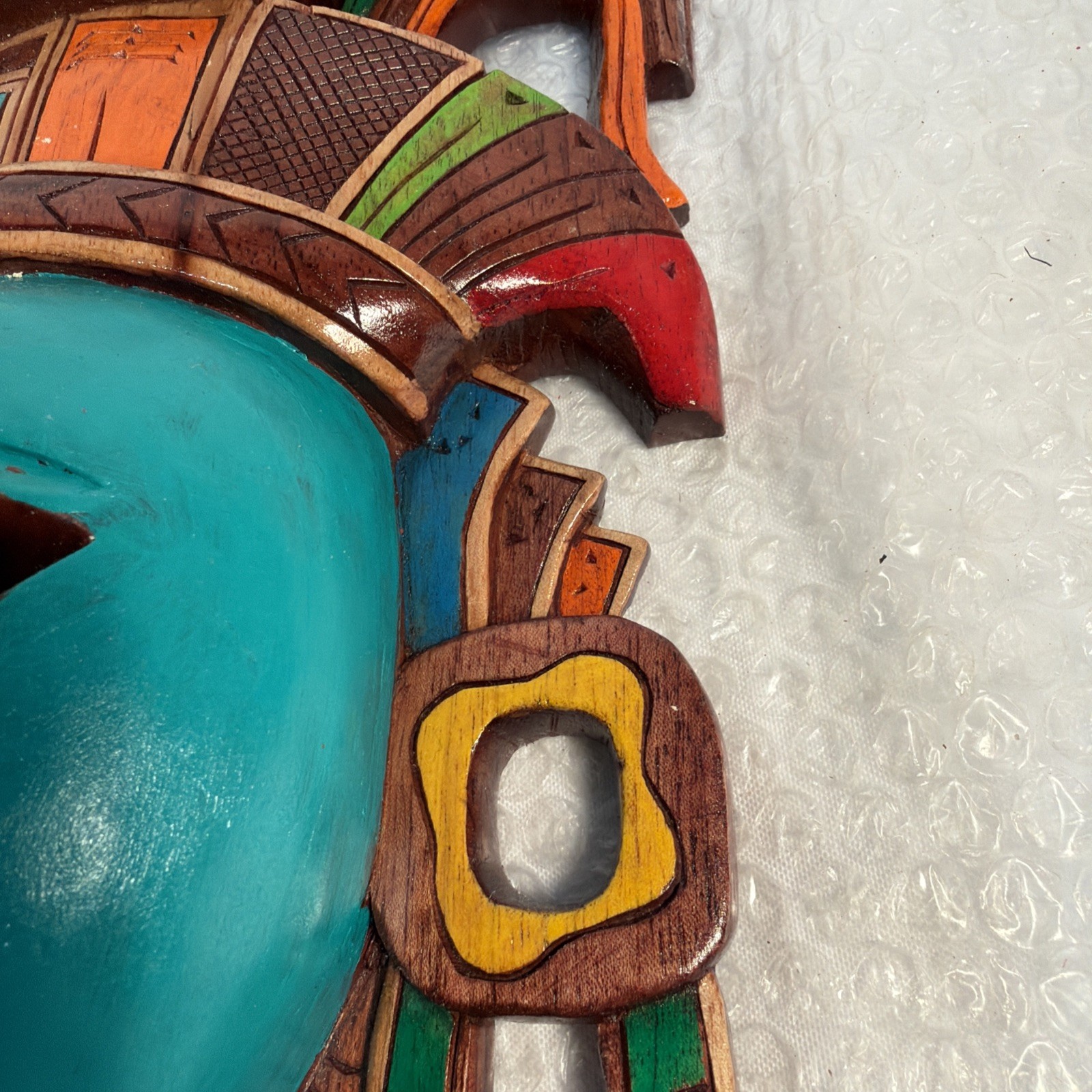 Hand-Carved Wooden Mayan Mask From Mexico