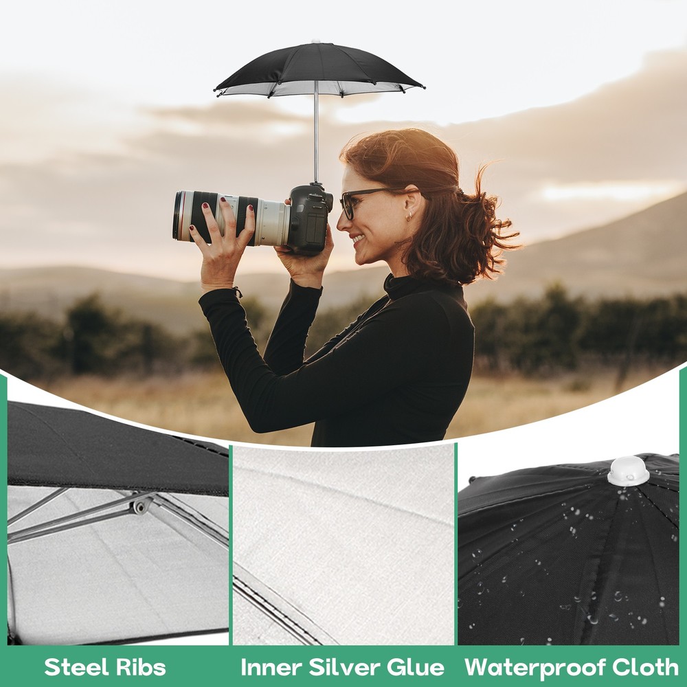 Camera Umbrella, 2Pcs 10.6 Inch Camera Protector Waterproof Cover, Black