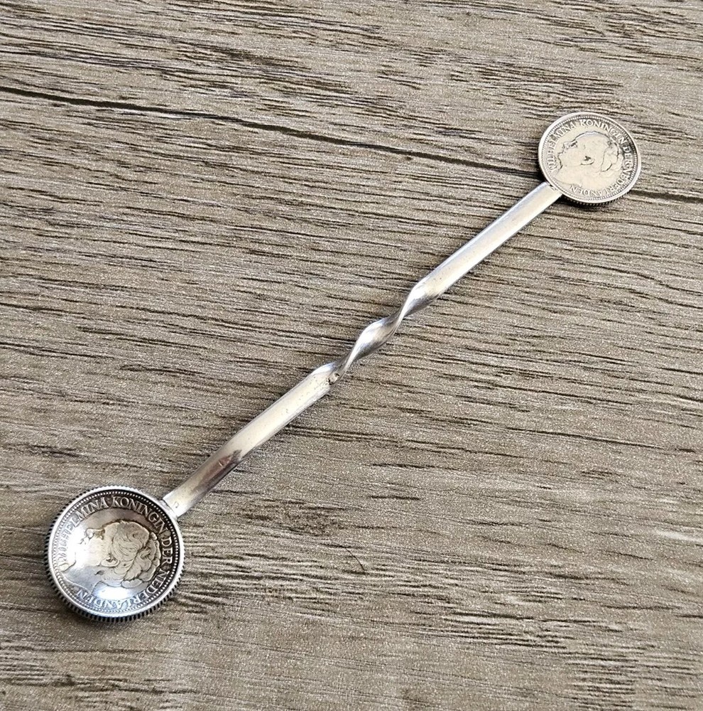 Silver Coin Spoon Double Ended 1941 25 Cent Netherlands, Ww2 Trench Art?
