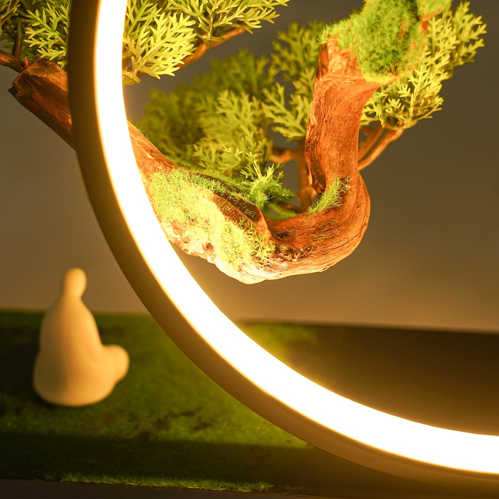 Zen Artificial Pine Tree with Lamp Rings Decoration for Backflow Incense 110V