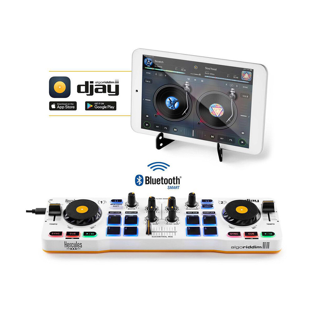 Hercules DJControl Mix DJ Software Controller with Two Jog Wheels, White