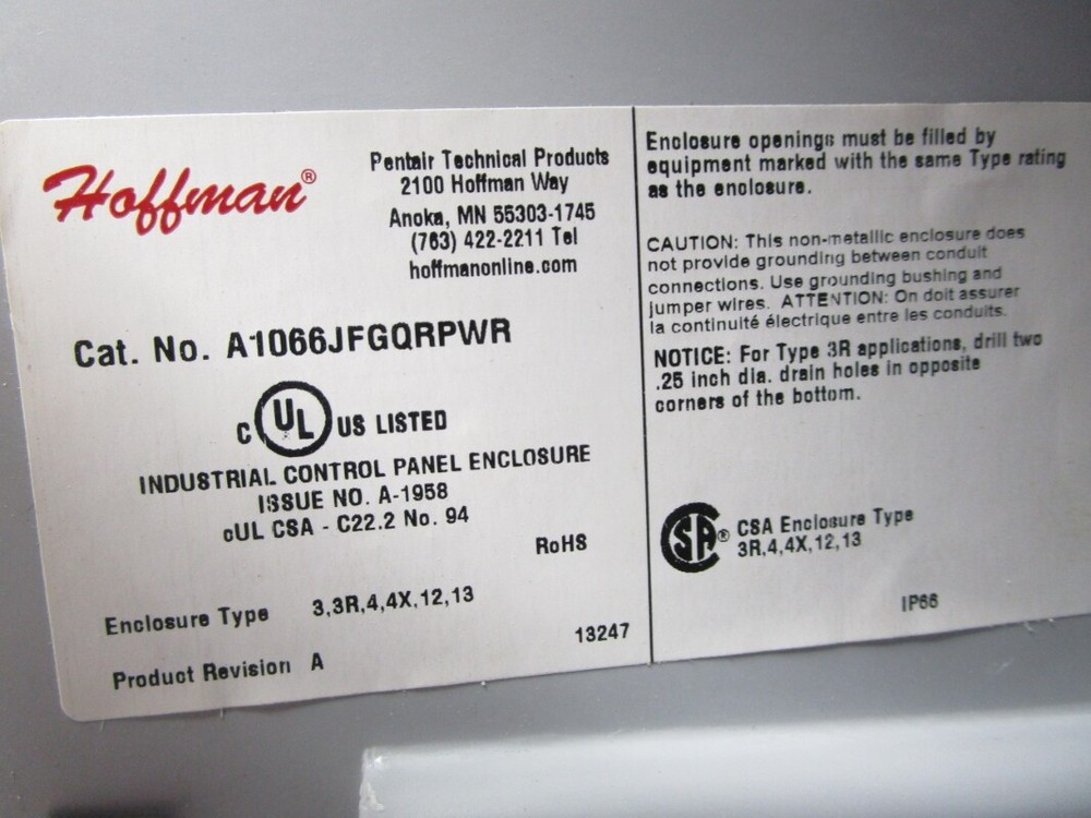 HOFFMAN A1066JFGQRPWR NSNP