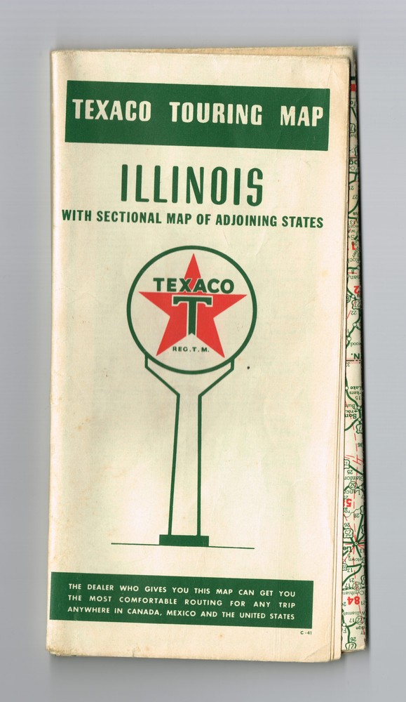 Vintage 1941 Texaco Illinois Road Map