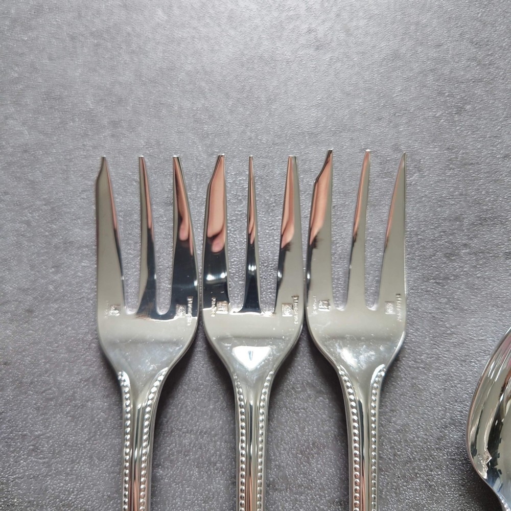 Christofle Perles 6pcs Silverplated Flatware Cake Fork Coffee Spoon Excellent ②
