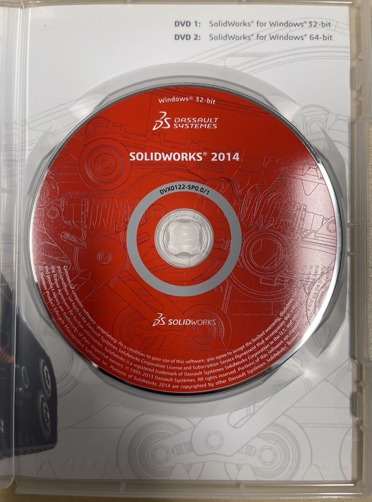 SolidWorks 2014 DVD 2 Discs 64-bit Microsoft NO Serial# Included