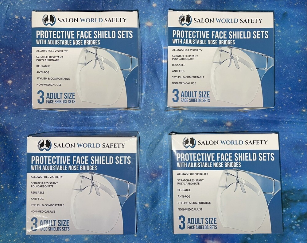 PROTECTIVE FACE SHIELD SETS Lot Of (4) Boxes