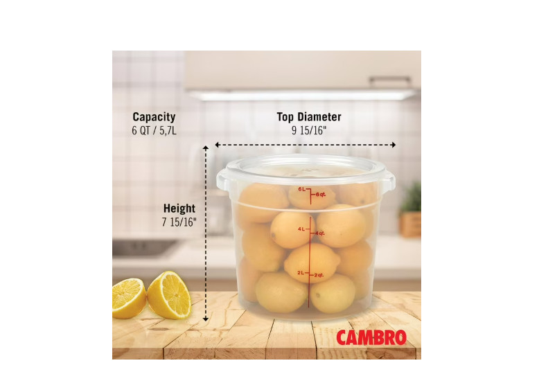 Cambro Round Translucent Container with Lid 6 qt., 2 pk.