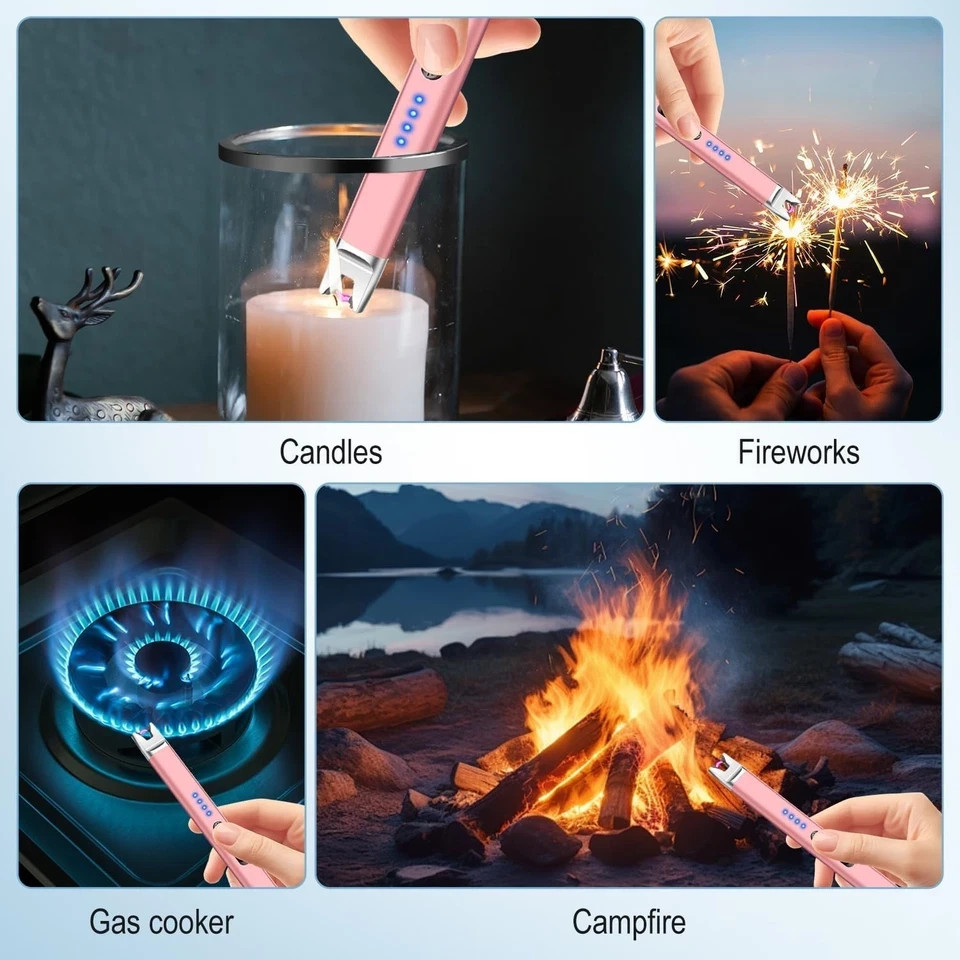 3 Pack USB Electric Arc Lighter Rechargeable Windproof Plasma Candle BBQ