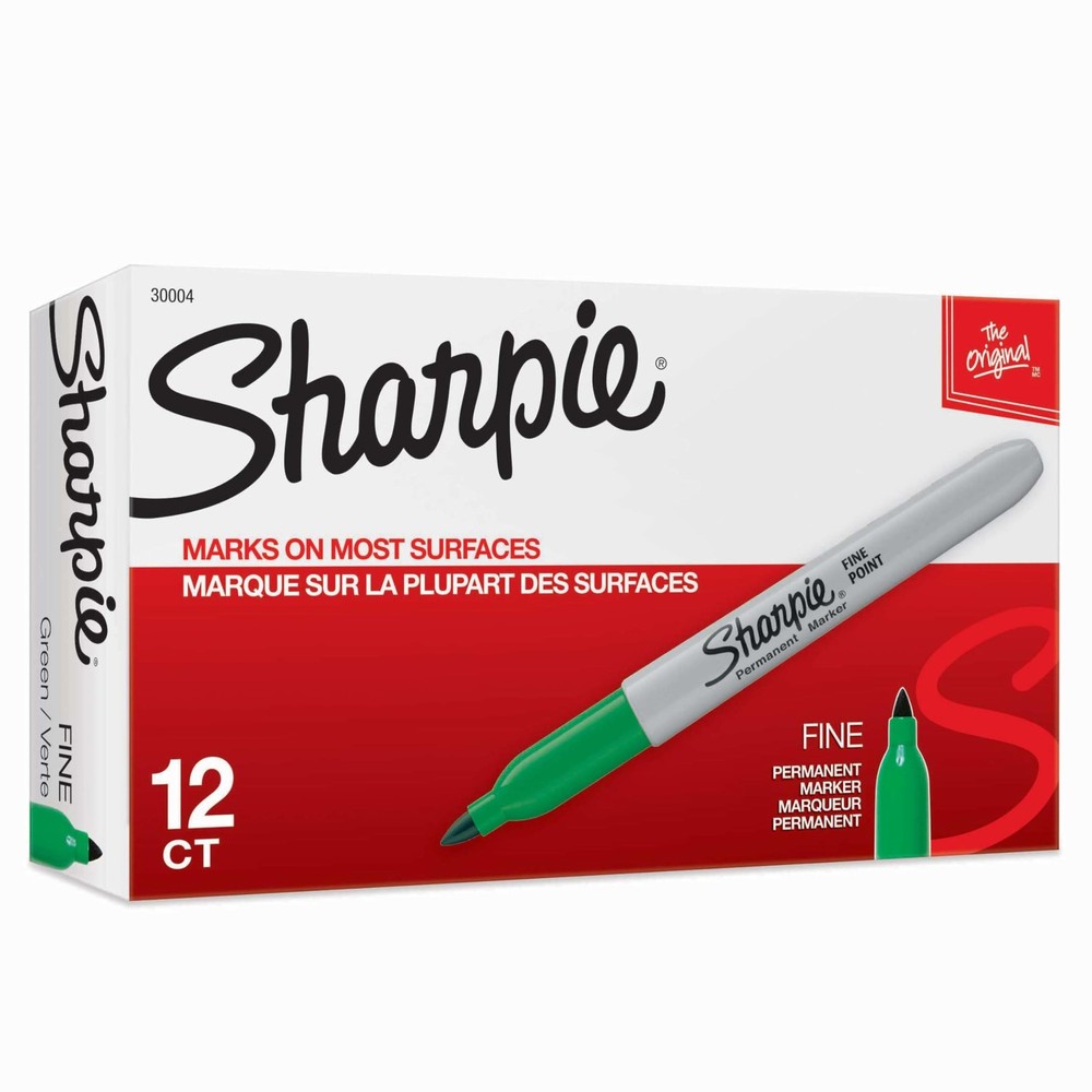 Sharpie Green Permanent Markers Fine Point 12 Count Bold Vibrant Ink