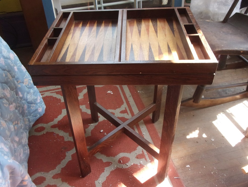 Vintage Hand Crafted MCM Pegged Solid Rosewood Backgammon Table Don Shoemaker
