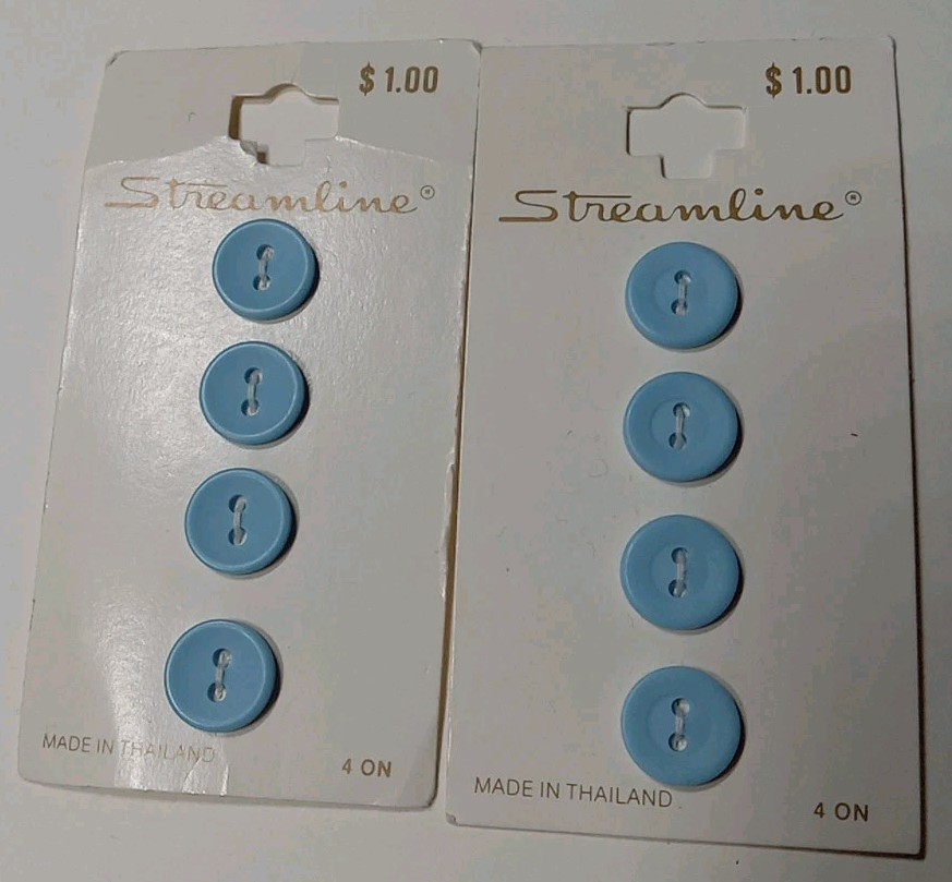 8 Baby Blue Streamline Buttons 1/2" Inch