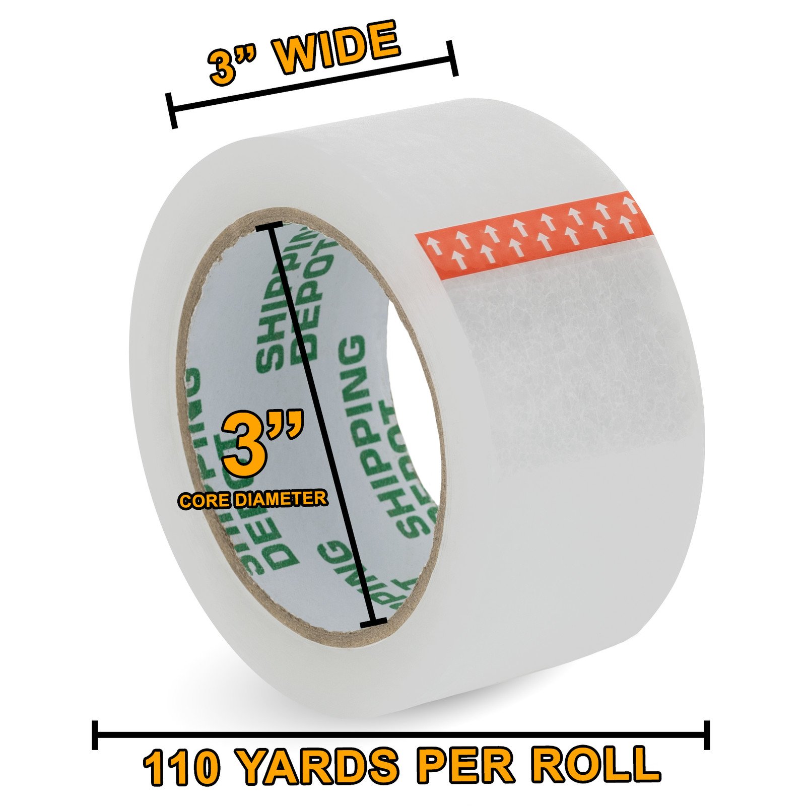 Shipping Depot Carton Box Sealing Clear Packing Tape 3" x 110 Yds up tp 96 Rolls