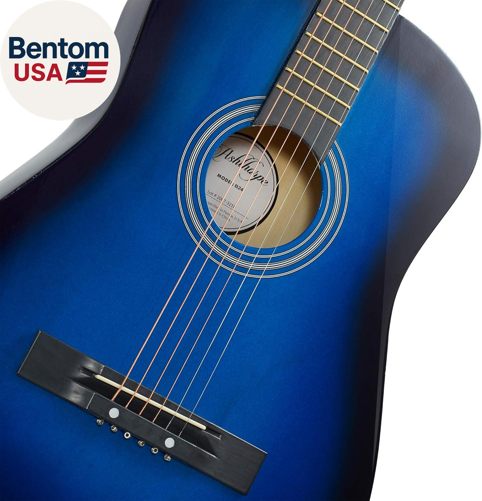 38-Inch Beginner Acoustic Guitar Package (Blue), Basic Starter Kit W/Gig Bag, St