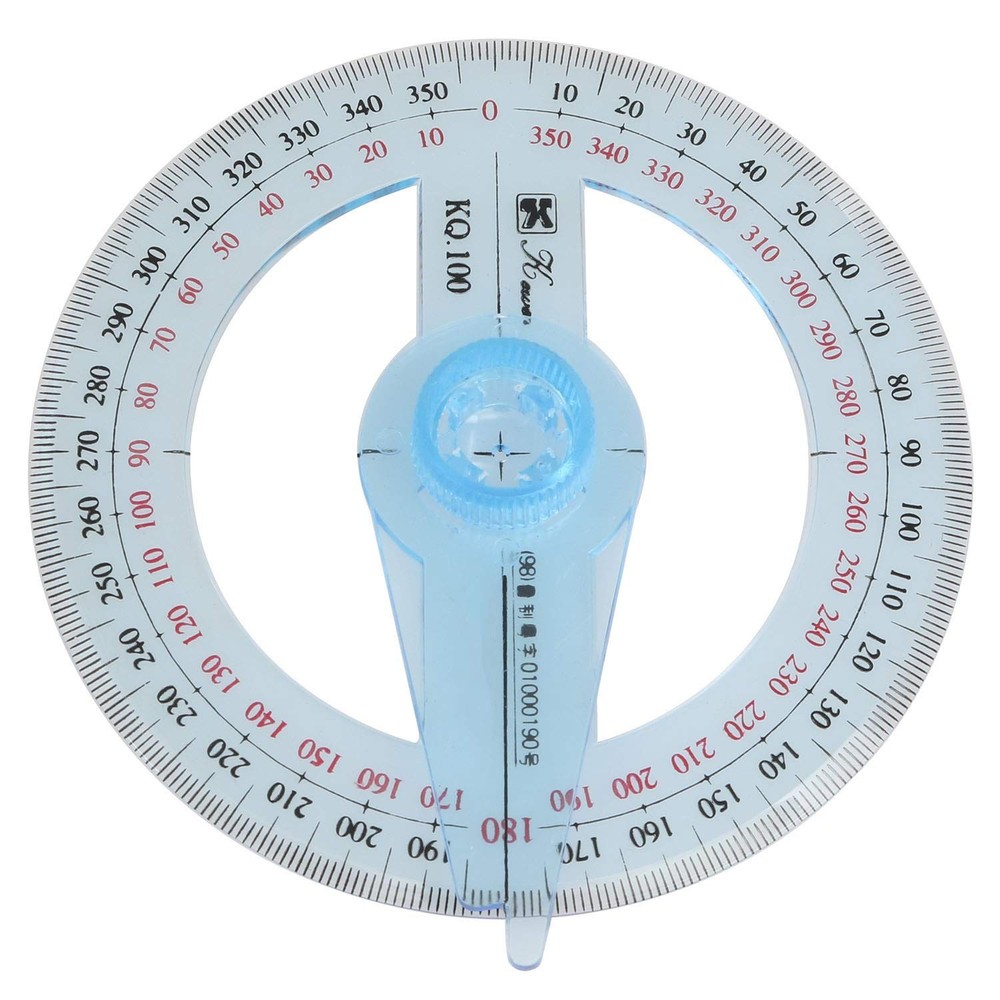 Longdex Swing Arm Protractor Plastic 4Inch 360 Degree Light Blue