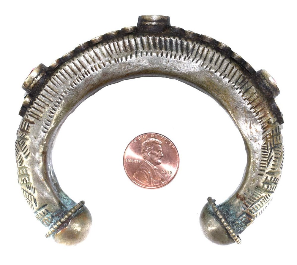 Tibetan Bangle Silver Stone Bracelet