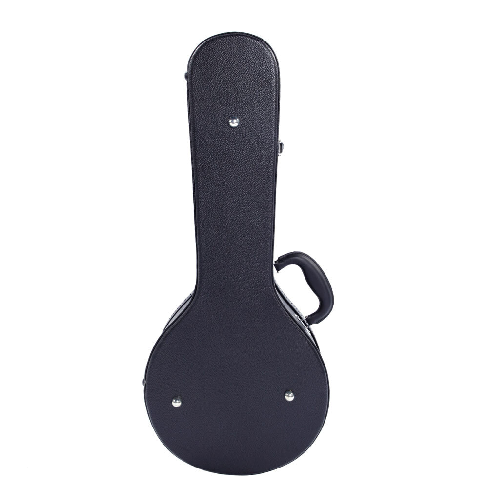 Hardshell A-Style Microgroove Pattern Leather Wood Mandolin Case Black