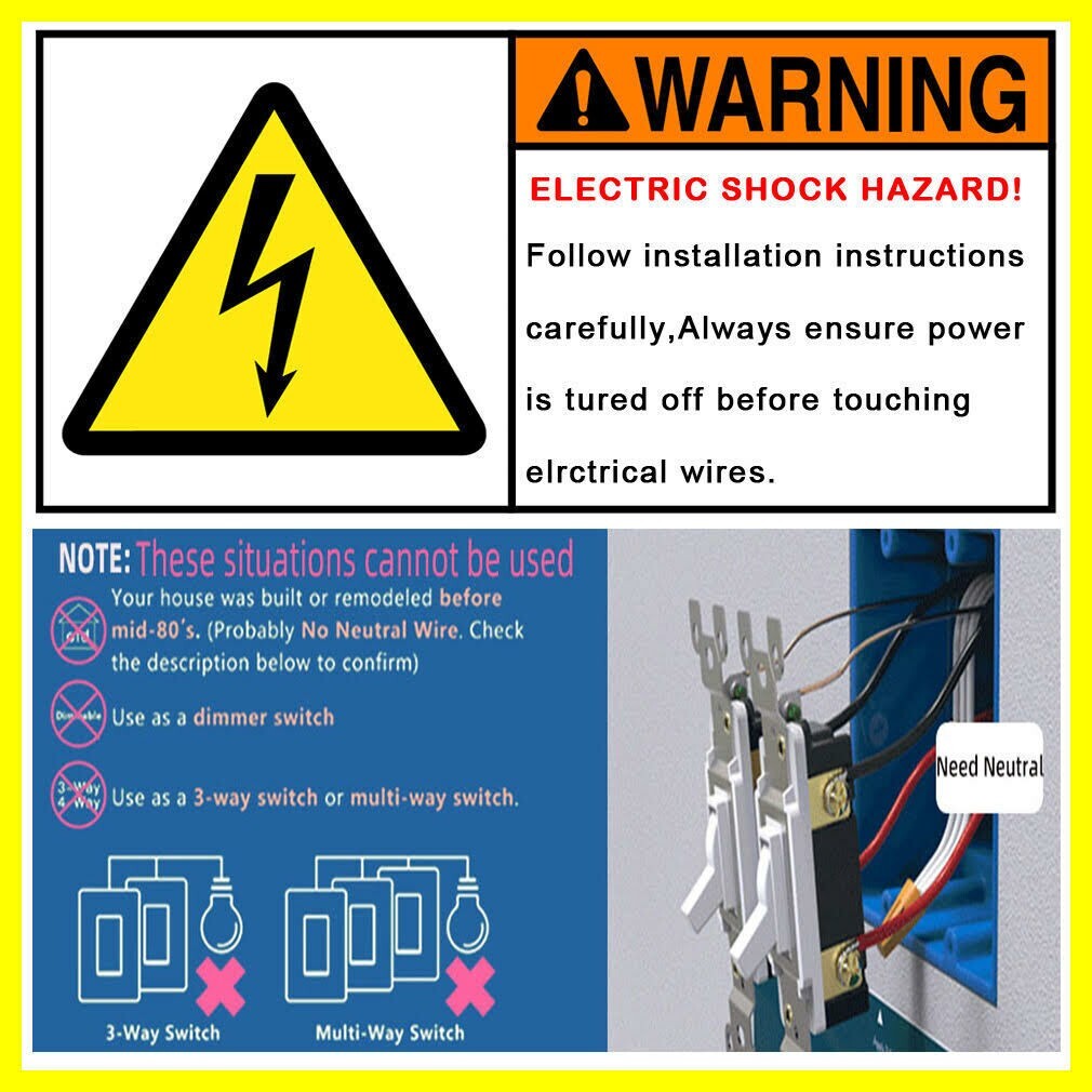 Smart WIFI Light Switch Work with Alexa&Google Voice and Remote Control 3 Gang