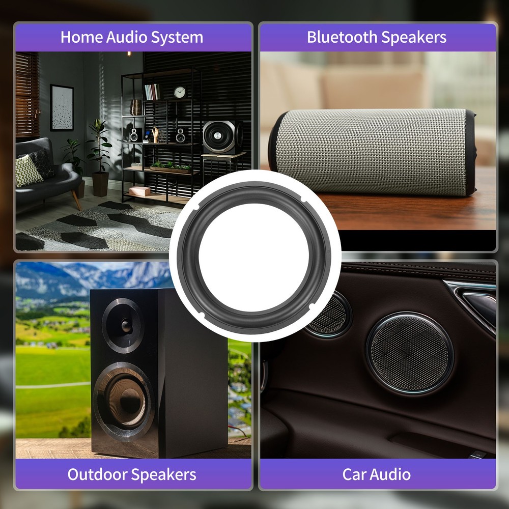 Black 8 Inch Rubber Notch Speaker Edge Surround Ring 4 Pcs