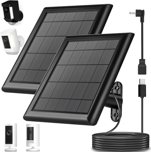 2-Pack 8W Solar Panel for Ring Camera, IP65 Waterproof 2-pack 8w solar panel