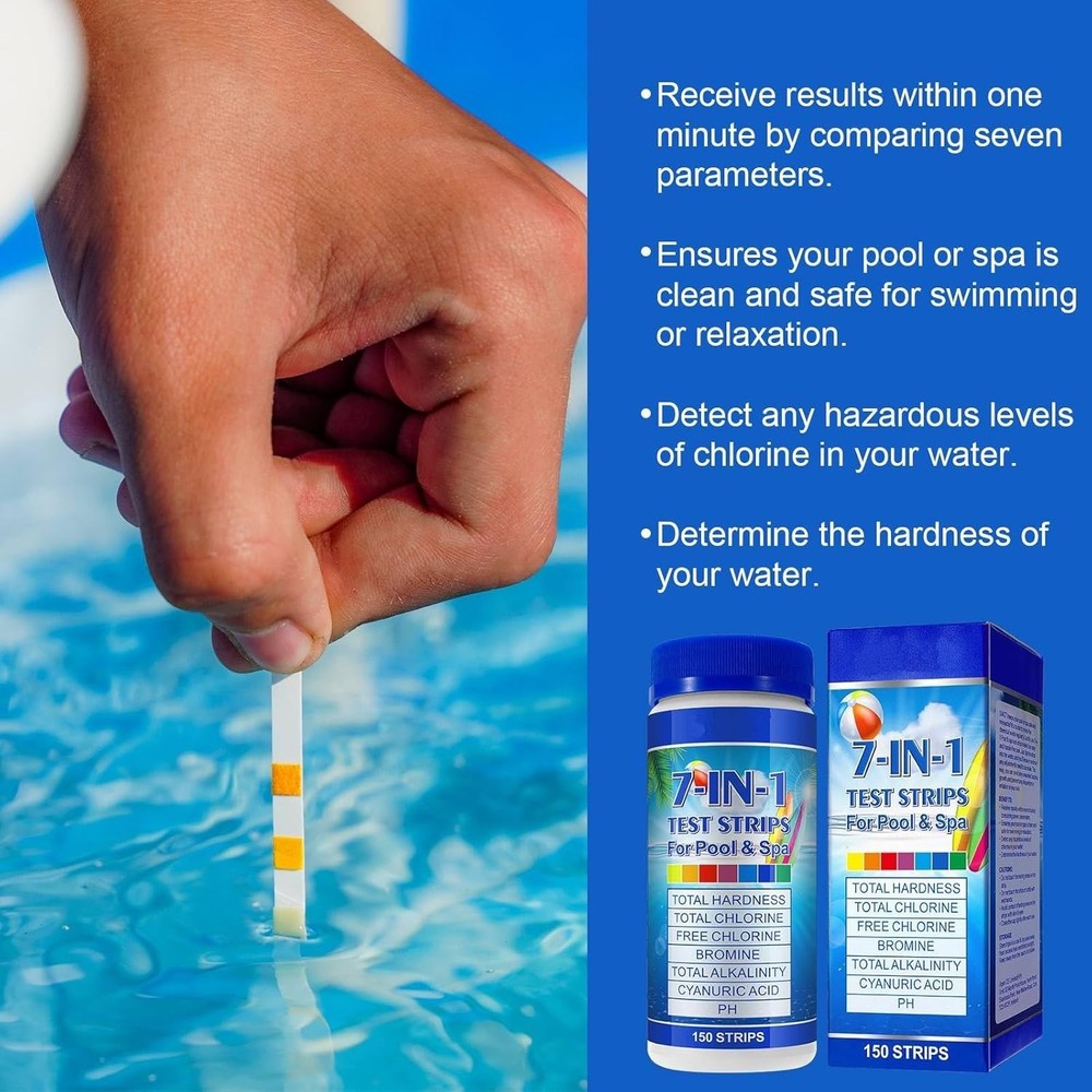 Pool Strips 7-in-1 150Pcs for Pool & Spa Water Testing Kit