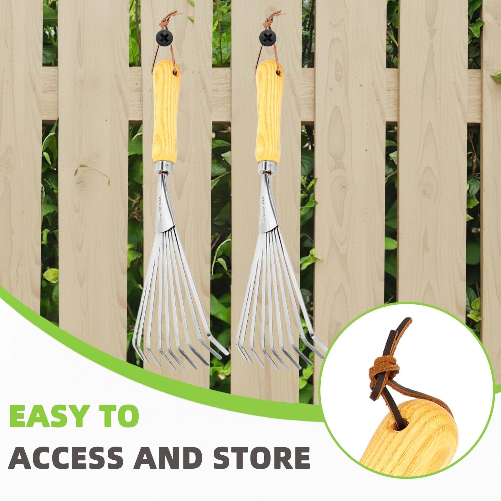 Hand Rakes, Garden Stainless Steel Hand Rake Soil Tiller with Ergonomic Handl...