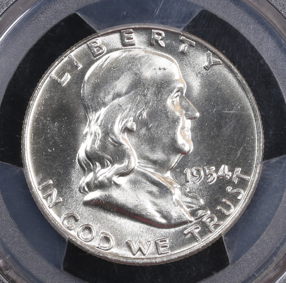 1954 D Half Dollars Franklin PCGS MS-65 FBL