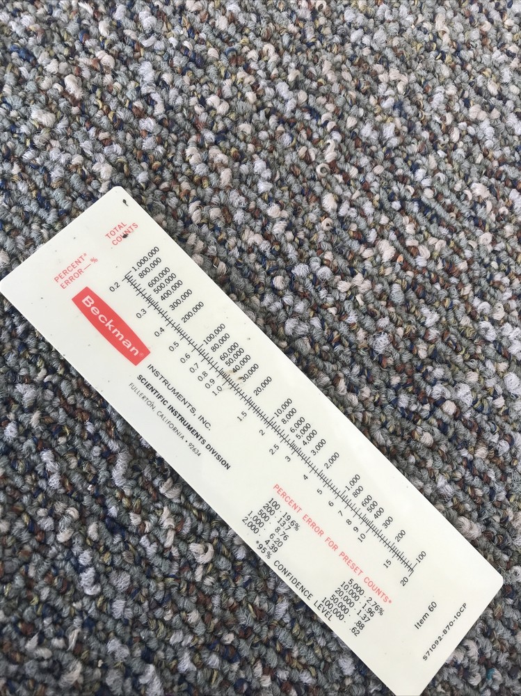 Beckman Scientific Instruments Division~item 60~radioactive decay table ruler