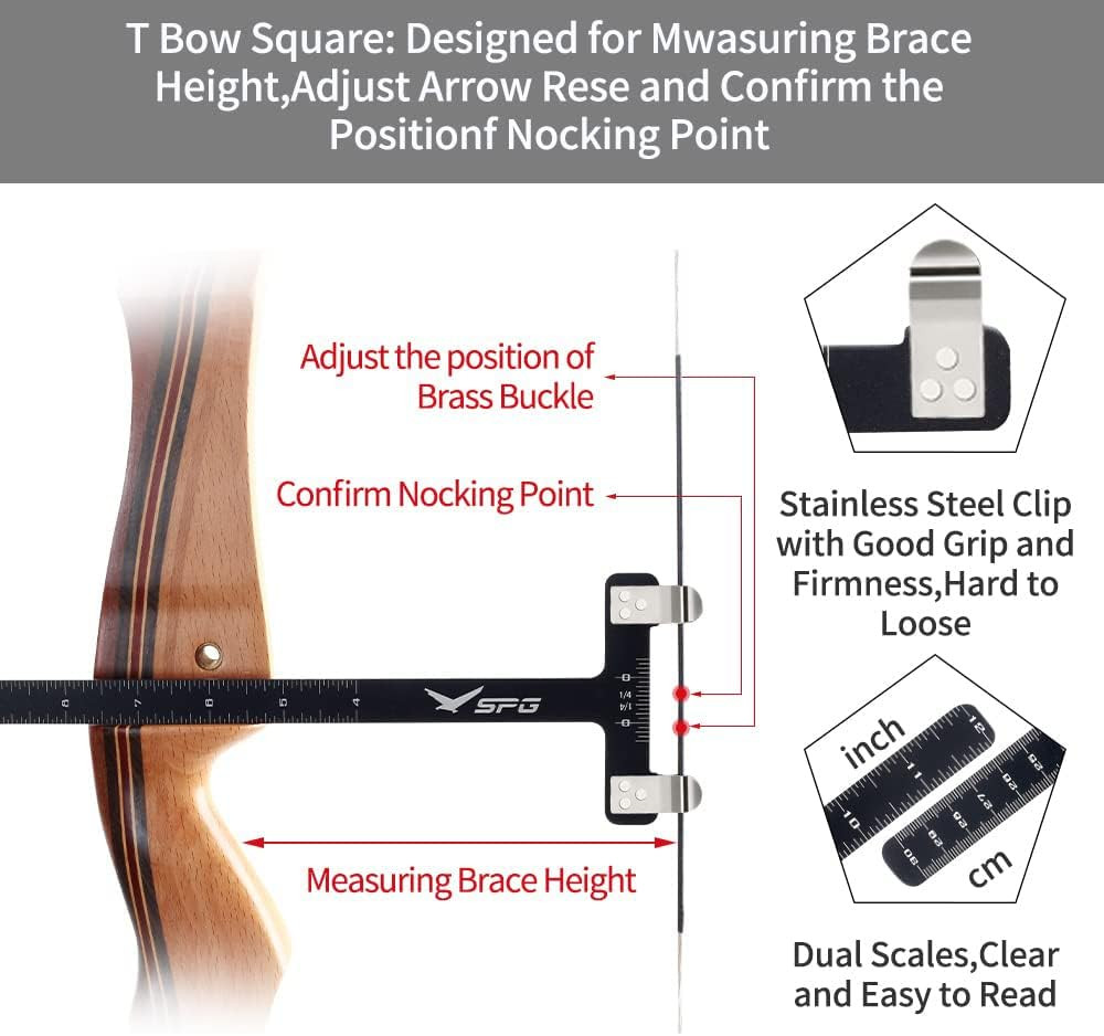 Archery Bow Square T Ruler Tool for Recurve & Compound Bow Tuning