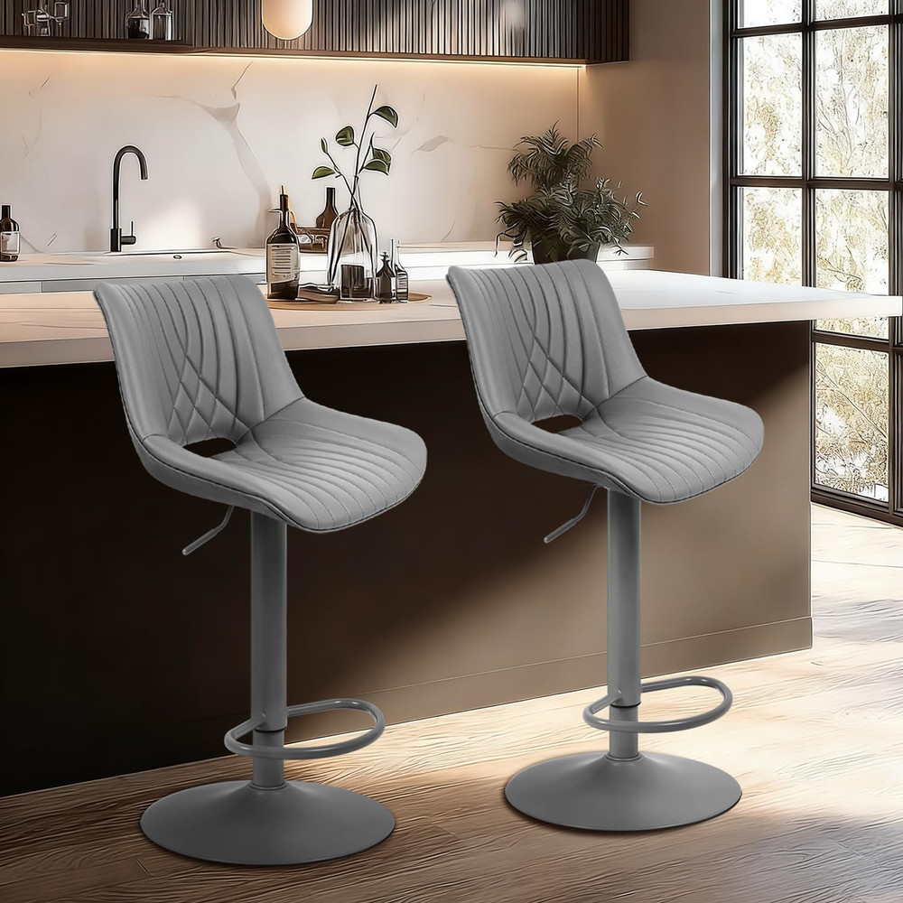 Bar Stools Set of 2, Adjustable Counter Height Bar Stools with Open Back and Foo