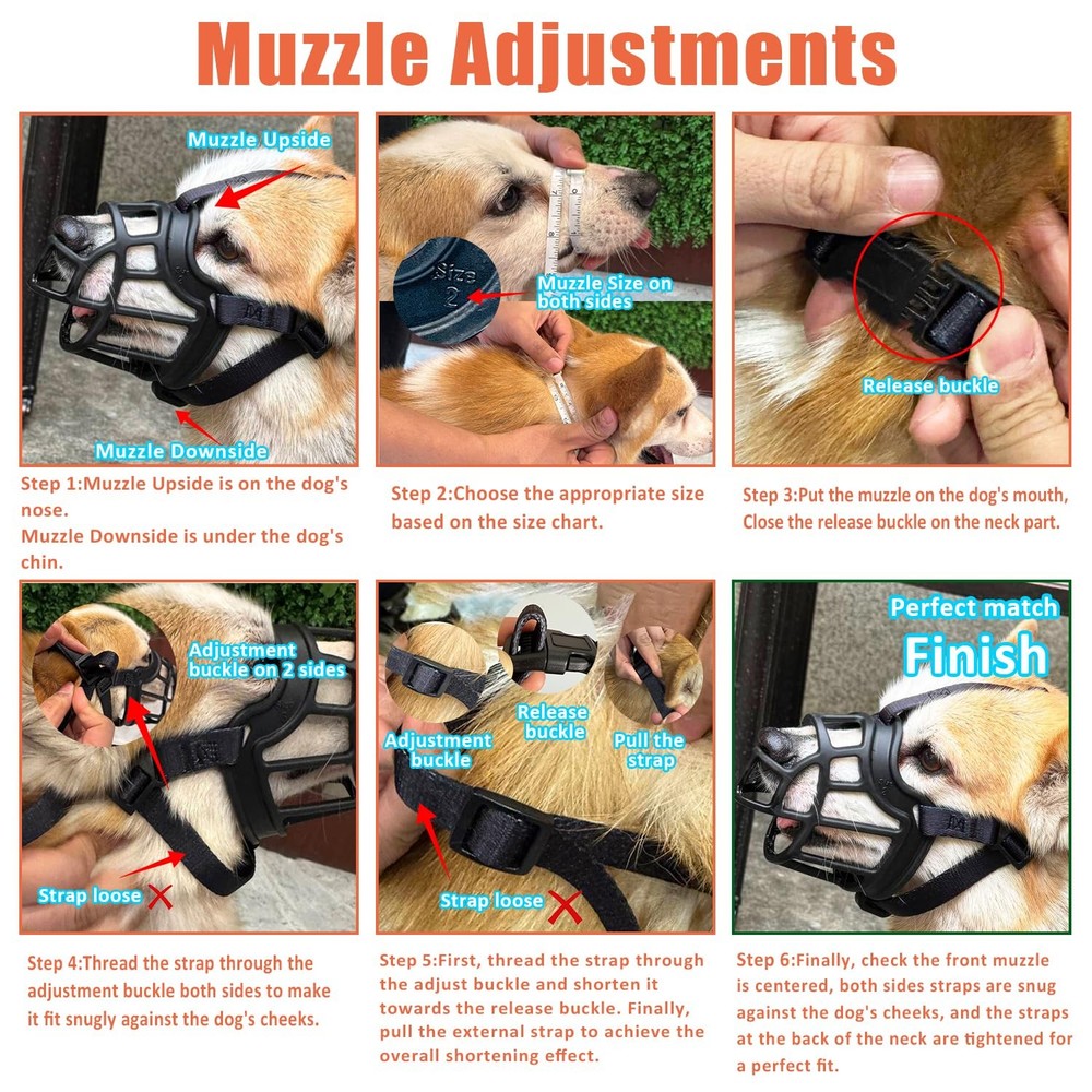 Dog Muzzle, Basket Muzzle Anti Biting Chewing, Sturdy Lightweight Muzzle Allo...