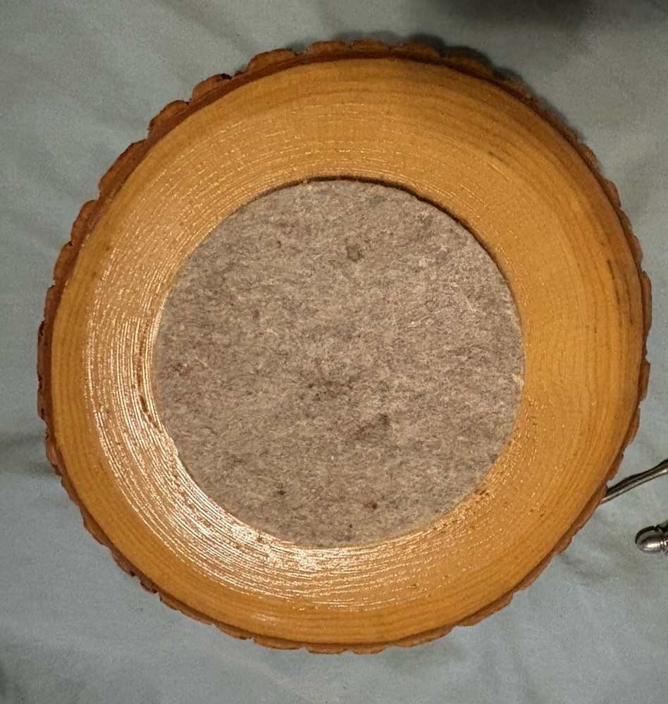 VTG log Handcrafted Wood Nut Bowl w/ Nutcracker & Picks Bark 9”