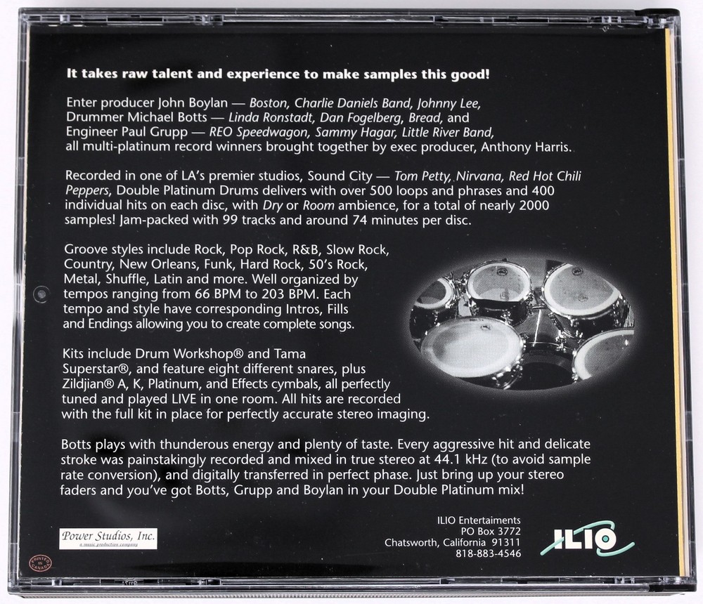 Ilio Double Platinum Drums Sample Library/Sound Library/Sampling Double CD