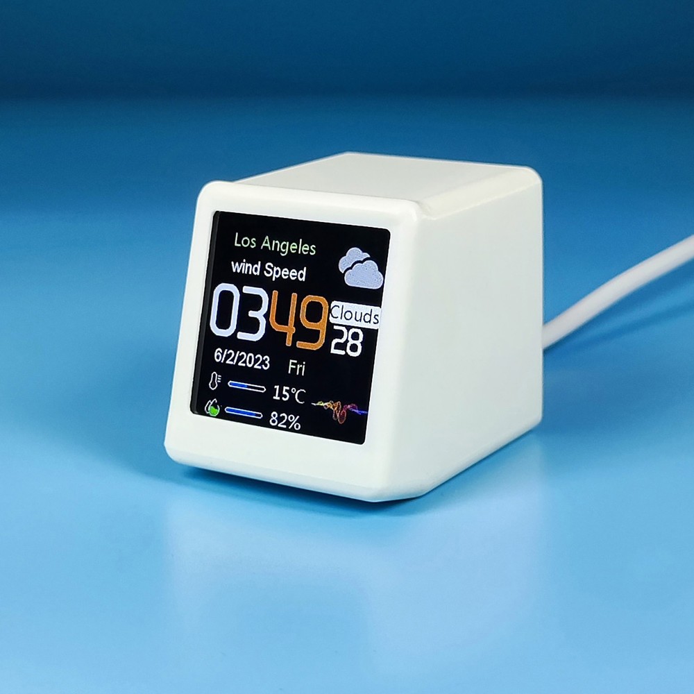 White Clock WIFI Weather Clock Screen Temperature Humidity Desktop Decor Gift