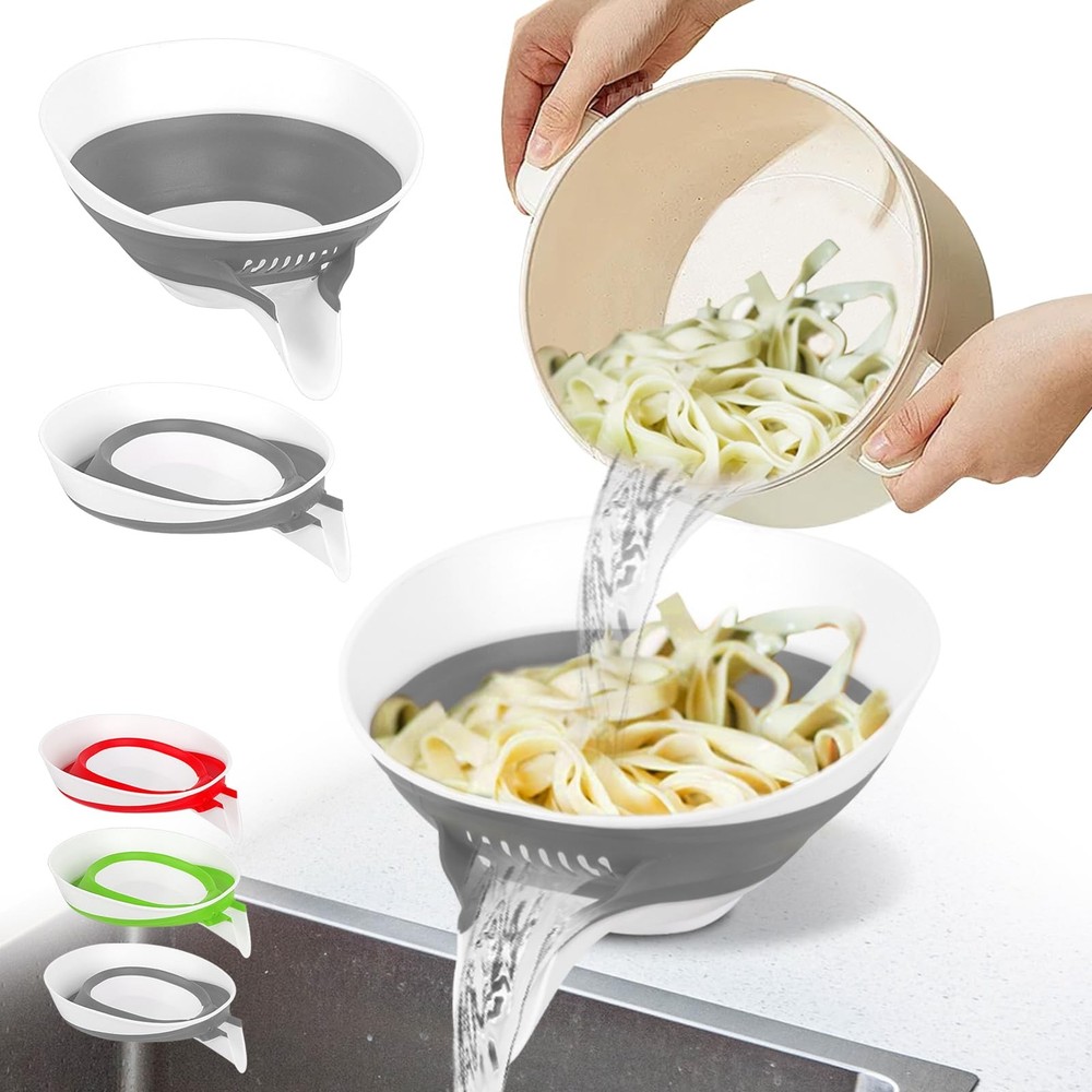 Collapsible Colander - Small Strainer Basket, Side-Drain Design, Dishwasher S...
